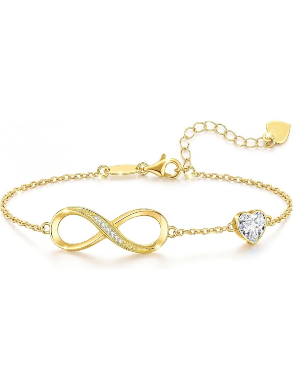 14K Gold Plated Birthstone Infinity Bracelet - Elegant Jewelry Gift for Her